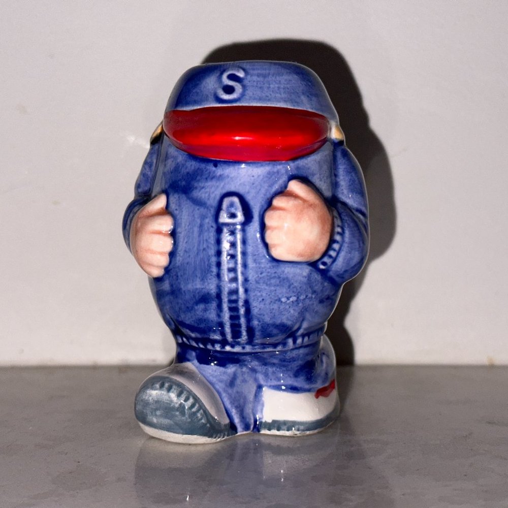 Vintage Japan Giftcraft Denim Salt Shaker